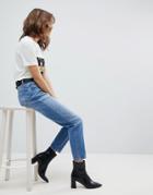 Selected High Rise Mom Jeans - Blue
