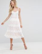 Oh My Love Lace Pleated Midi Skirt - White