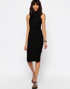 Asos Sleeveless Chunky Rib Midi Body-conscious Dress - Black