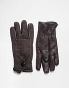 Peter Werth Leather And Check Gloves - Brown
