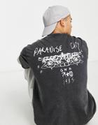 Only & Sons Oversized T-shirt With Guns N Roses Print In Washed Black
