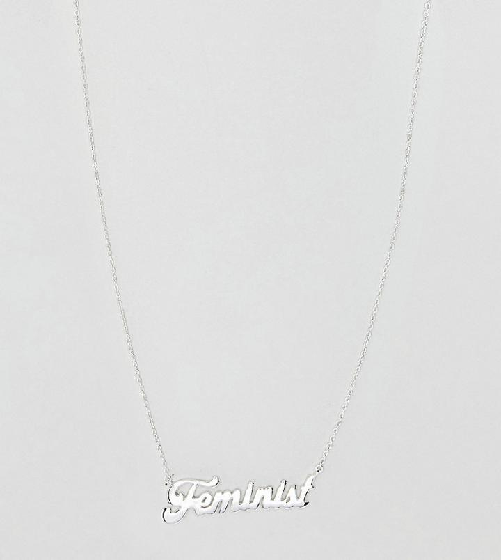 Rock N Rose Sterling Silver Feminist Necklace - Silver