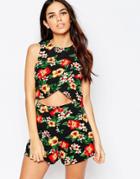 Ax Paris Short Suit With Wrap Front Top - Black