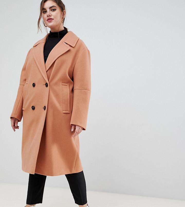 Asos Design Curve Classic Coat - Brown