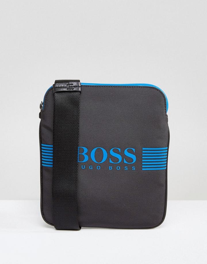 Boss Green By Hugo Boss Nylon Blue Logo Flight Bag Gray - Gray