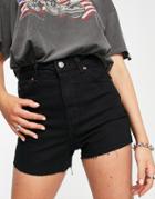 Topshop Premium Mom Short In Washed Black