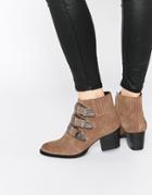 Asos Rebel Suede Western Ankle Boots - Taupe Suede