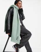 Asos Design Recycled Blend Personalized Scarf With E Initial In Sage-green