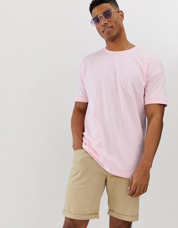 Selected Homme Drop Shoulder Oversized T-shirt-pink