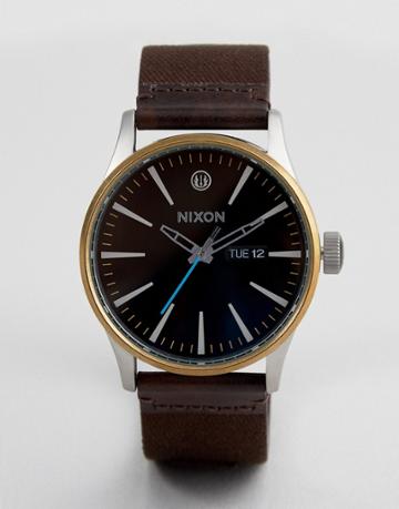 Nixon X Star Wars 'luke Skywalker Sentry Leather Watch In Brown - Brown