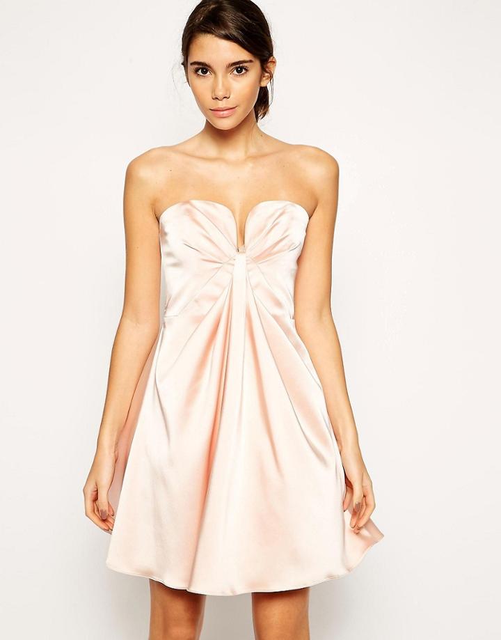 Asos Twist Plunge Bandeau Dress - Pink