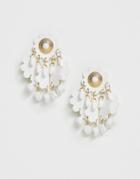 Asos Design Earrings In Faux Leather With Bead Shimmy In Gold Tone - Gold