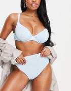 Peek & Beau Fuller Bust Exclusive Mix And Match Underwired Bikini Top In Baby Blue Scrunch