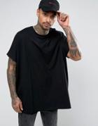 Asos Extreme Oversized T-shirt In Heavy Jersey In Black - Black
