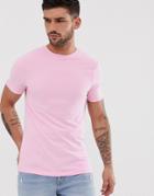 River Island Muscle Fit Crew Neck T-shirt In Pink