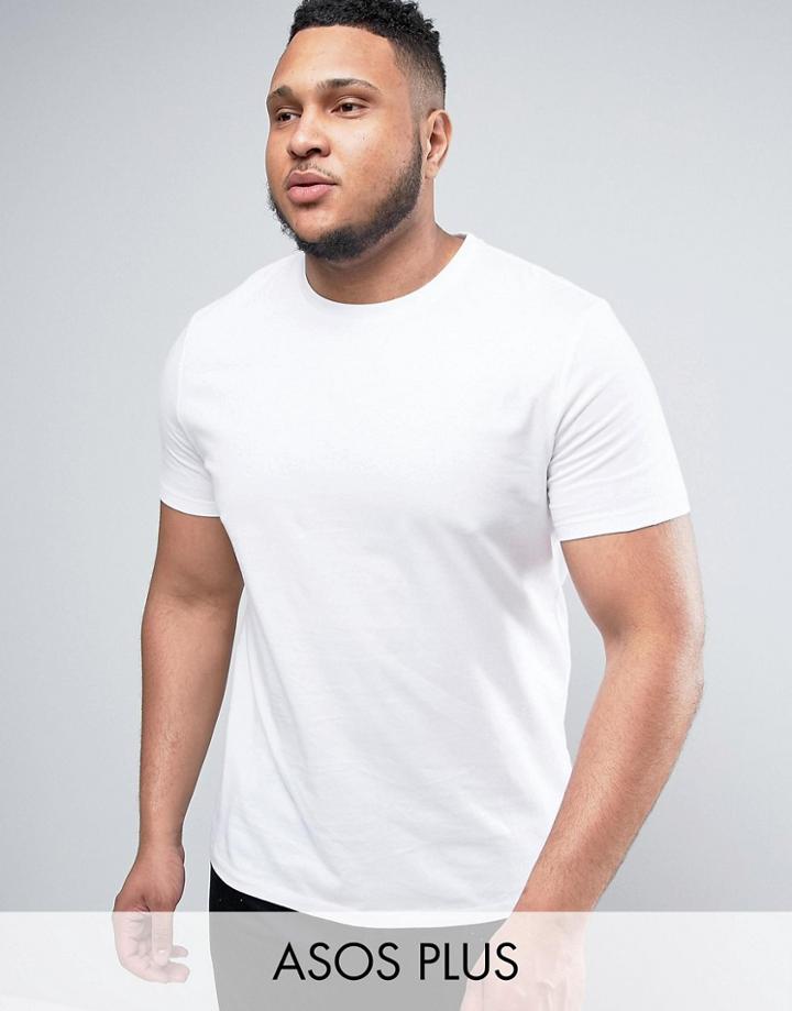 Asos Plus T-shirt With Crew Neck In White - White