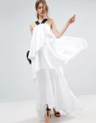 Asos White Layered Frill Maxi Dress With Strap Detail - White