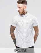 Noose & Monkey Short Sleeve Shirt With All Over Skull Print - White