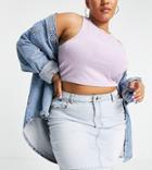 Don't Think Twice Plus Gabby High Waisted Denim Skirt In Light Blue-blues
