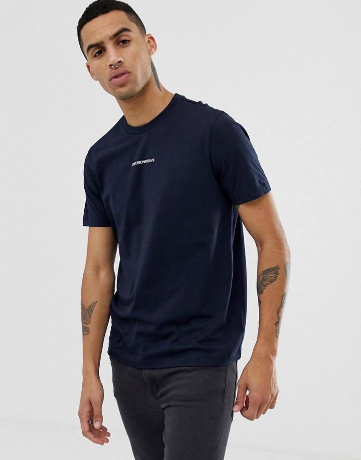 Emporio Armani Small Chest Logo T-shirt In Navy - Navy