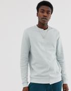 Asos Design Sweatshirt With Color Block Spliced Front In Green-gray