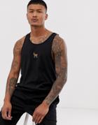 New Love Club Embroidered Goat Sleeveless T-shirt Tank - Black