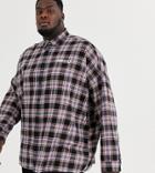 Collusion Plus Check Shirt With Placement Print-black