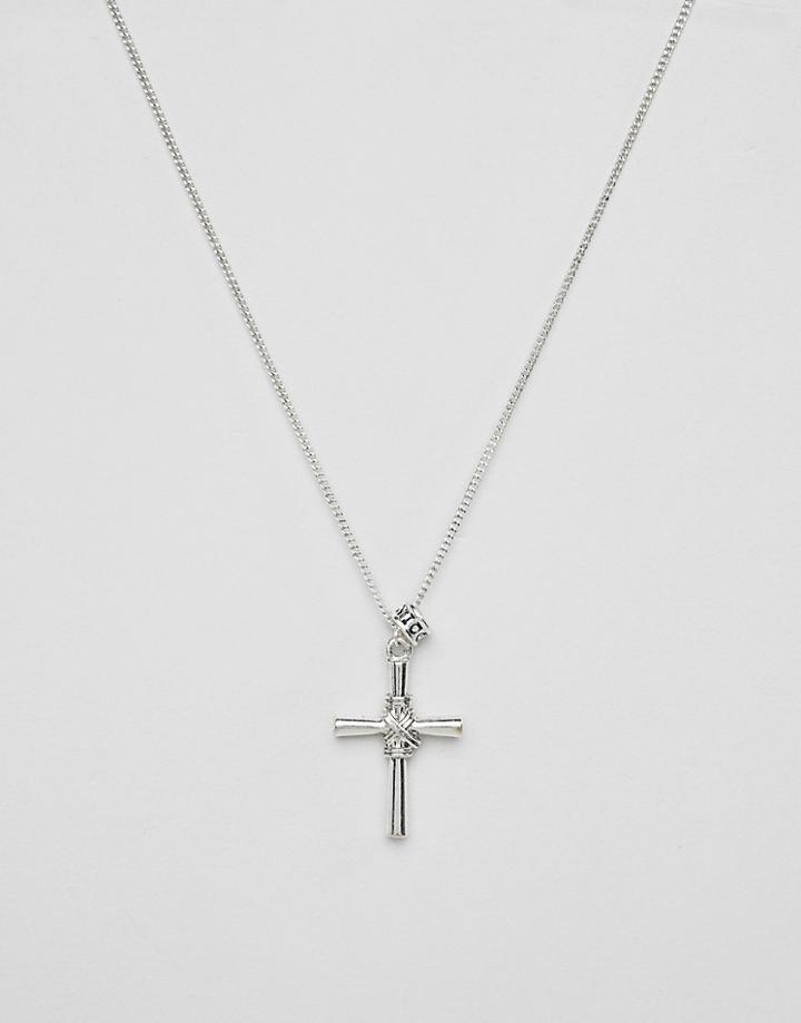 Icon Brand Cross Necklace In Silver - Silver