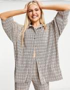 Topshop Check Plisse Shirt In Multi - Part Of A Set