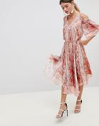 Zibi Cold Shoulder Printed Dress - Multi