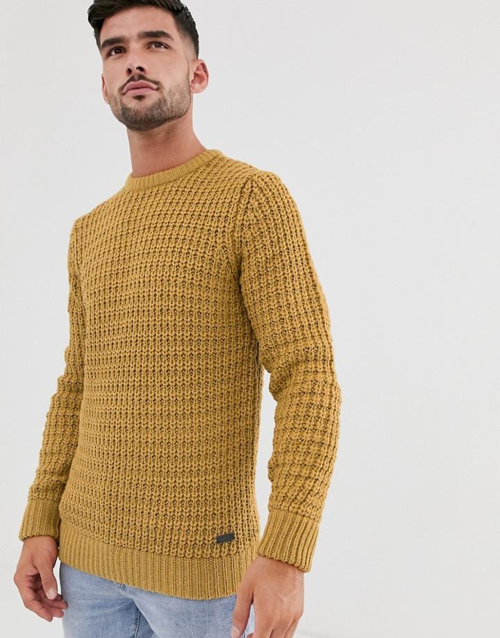 Brave Soul Textured Knitted Sweater-brown