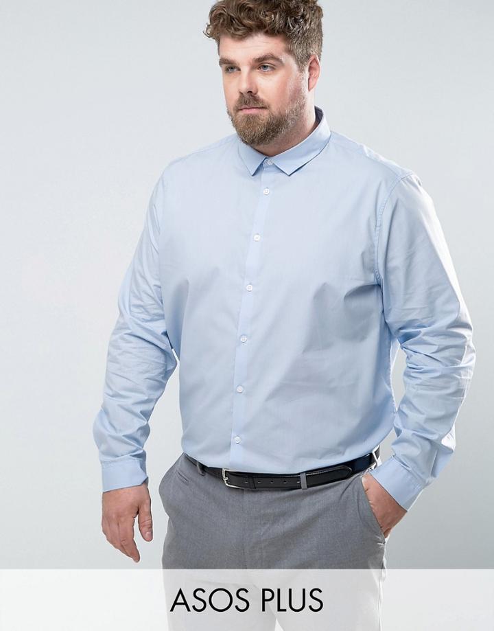Asos Plus Regular Fit Shirt In Blue - Blue