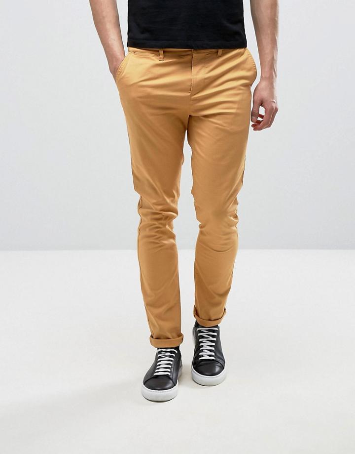 Asos Skinny Chinos In Mustard Yellow - Yellow