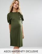 Asos Maternity T Shirt Dress With Ruffle - Green