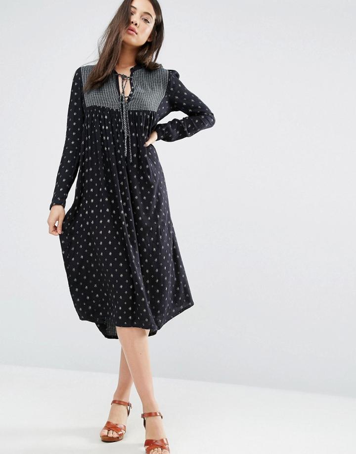 D.ra Penelope Paneled Boho Dress - Navy