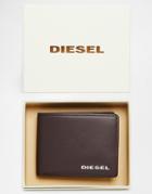 Diesel Hiresh Xs Leather Billfold Wallet With Coin Pocket - Brown