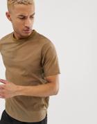 Asos 4505 Woven Running T-shirt In Light Khaki - Beige