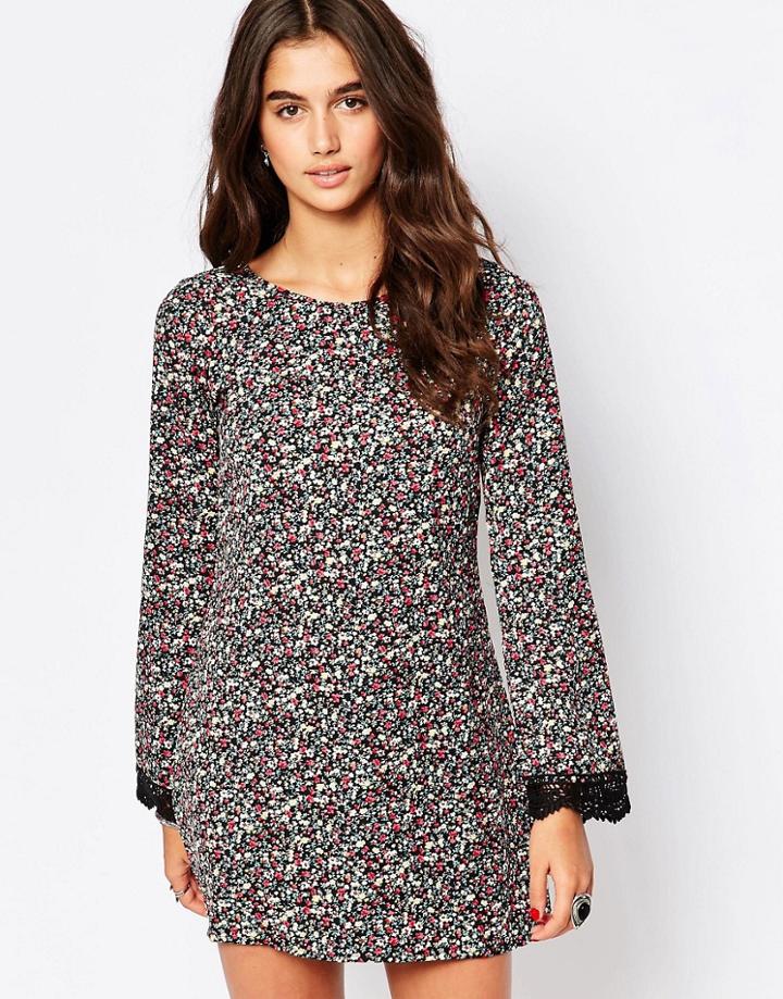 Band Of Gypsies Shift Dress With Lace Trim