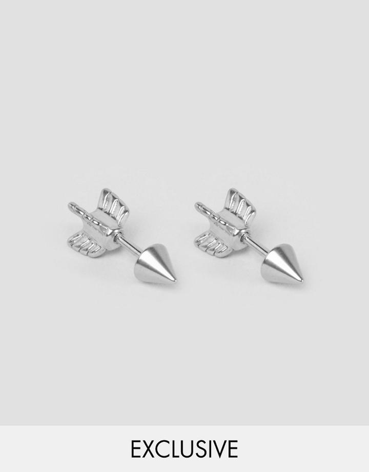 Reclaimed Vintage Arrow Stud Earrings In Silver - Silver