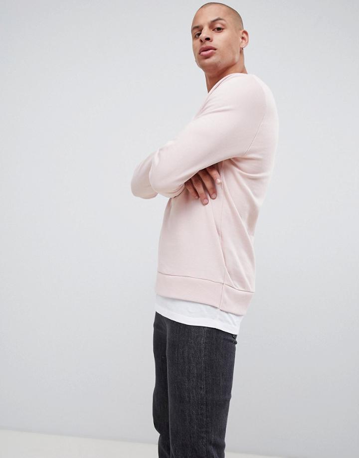 Asos Design Sweatshirt In Pink With Hem Extender - Pink