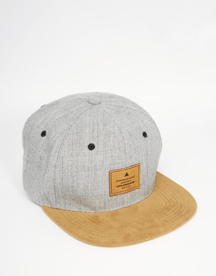 Asos Snapback Cap With Contrast Peak - Charcoal