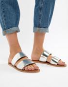Asos Design Fontana Leather Mules - Silver