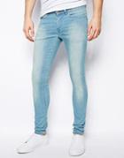 Asos Extreme Super Skinny Jeans In Light Wash - Blue