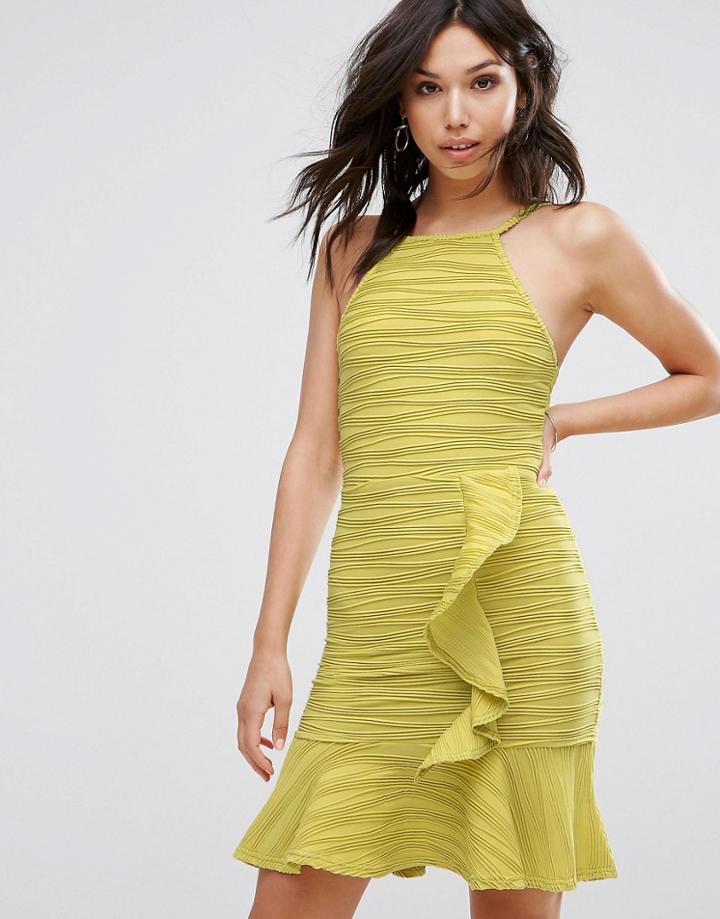 Boohoo Ruffle Front Mini Dress - Green