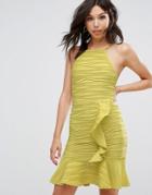 Boohoo Ruffle Front Mini Dress - Green