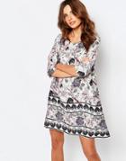 Vila Floral Border Shift Dress - Multi