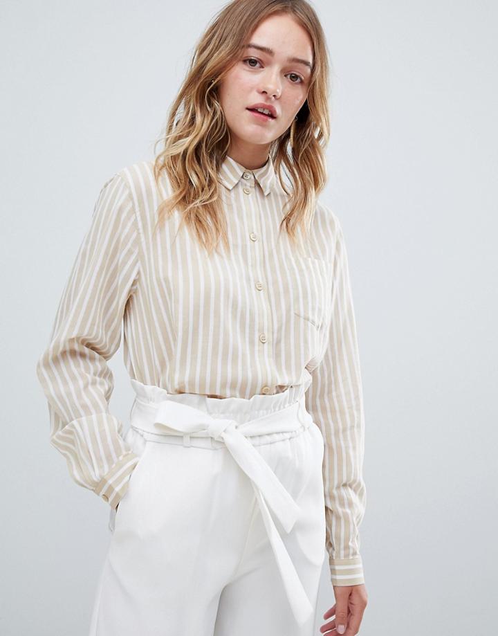 Monki Stripe Shirt - Beige