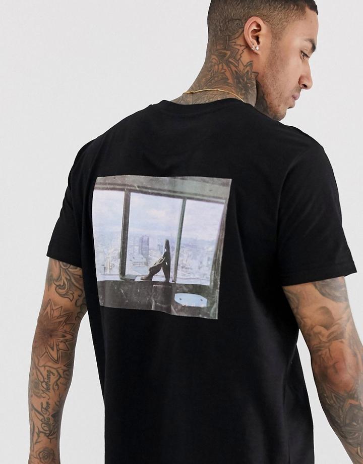 Night Addict Lost Back Print Oversized T-shirt-black