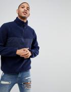 Bellfield Half-zip Overhead Jacket In Teddy Fleece - Navy