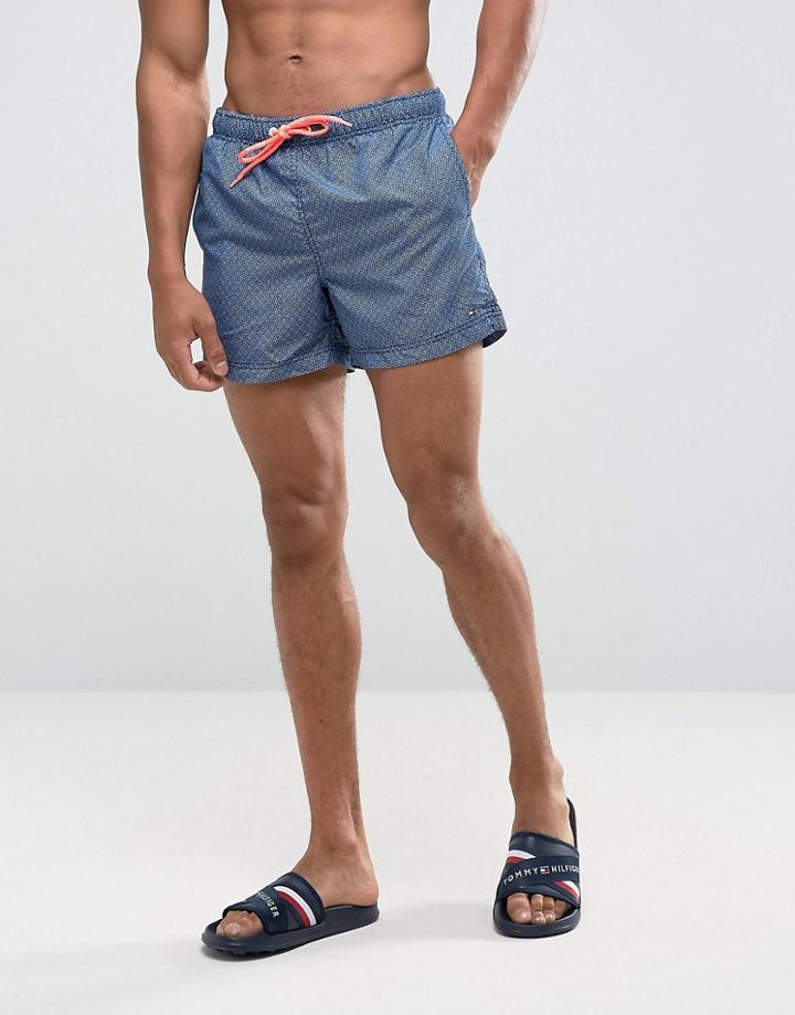 Tommy Hilfiger Elia Swim Shorts Mini Print In Blue - Blue